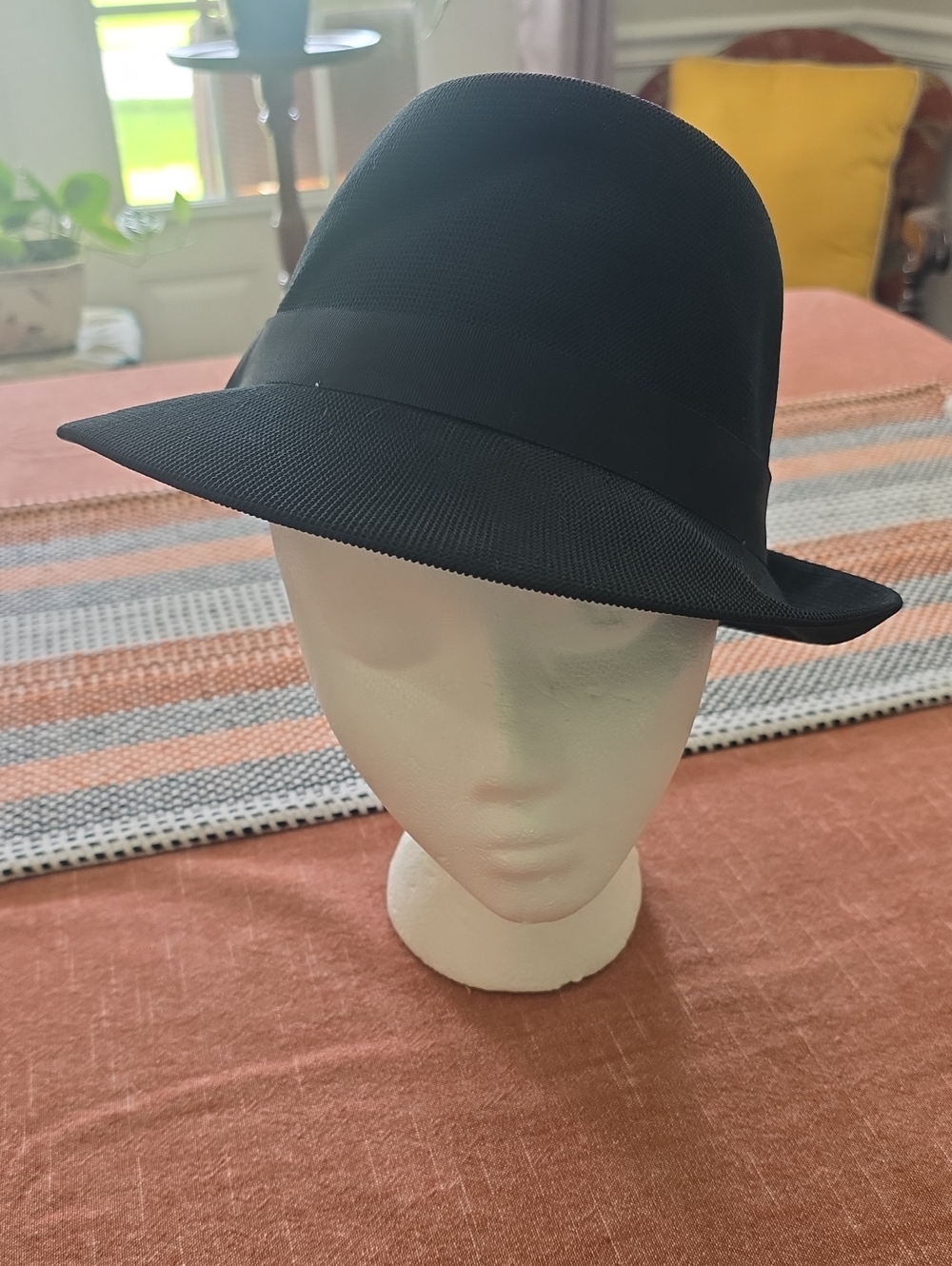 Vintage Kangol Black Textured Fedora Hat